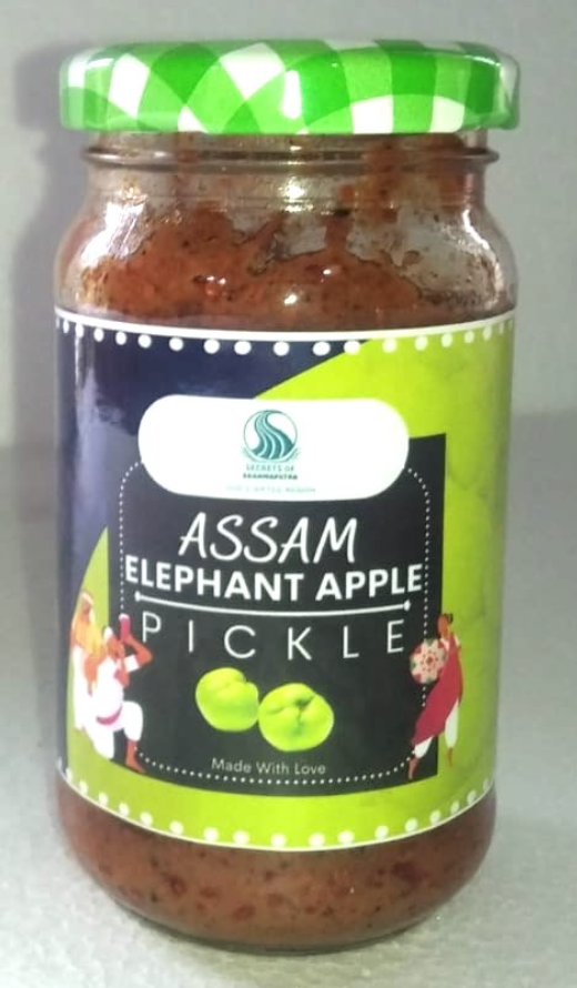 Image of Assam Elephant Apple Pickle from the secretsofbrahmaputra.com. Secrets of Brahmaputra Product Picture. Secrets of Brahmaputra sells natural, organic and healthy food that includes organic rice, spices, pickles, teas, bamboo products and other natural items.