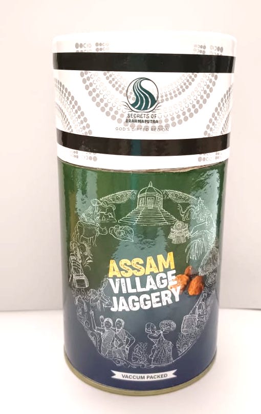 Image of Assam Village Jaggery is used as a natural sweetener. It contains fibre which helps in digestion and bowel movements. It promotes production of endorphins which relaxes muscles and soothe pain.   Secrets of Brahmaputra sells natural, organic and healthy food that includes organic rice, spices, pickles, teas, bamboo products and other natural items from the North East of India. 