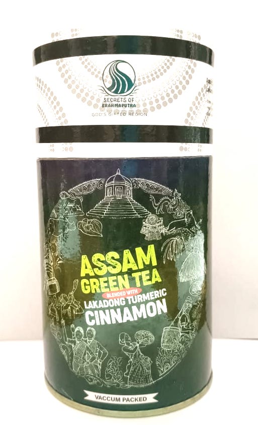 Assam green tea blended with lakadong turmeric cinnamon reduces stress. It helps in losing weight and is a good source of vitamins and minerals.   Secrets of Brahmaputra sells natural, organic and healthy food that includes organic rice, spices, pickles, teas, bamboo products and other natural items from the North East of India. 