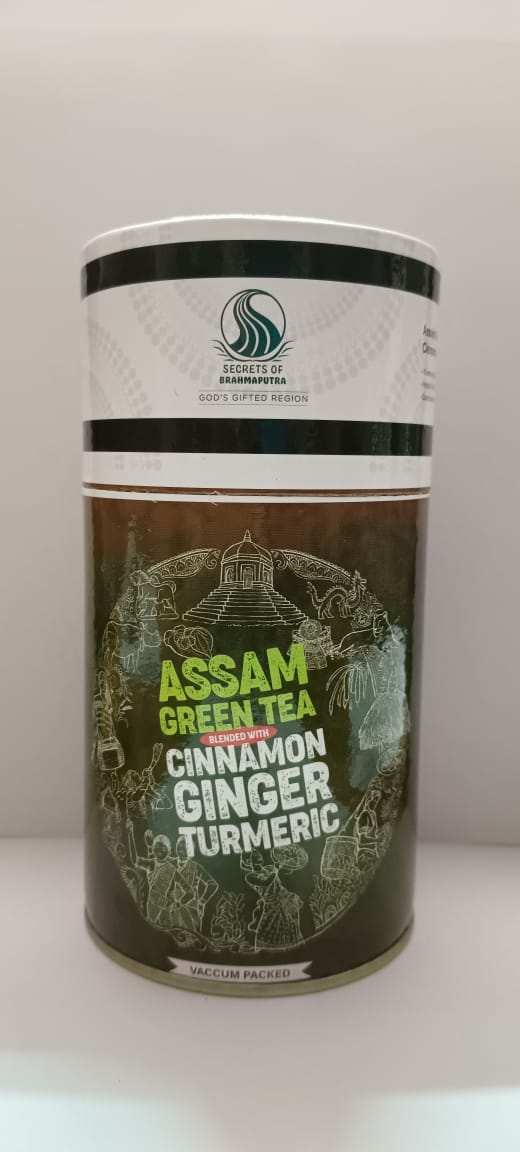Image of Assam green tea blended with cinnamon ginger turmeric reduces stress. It helps in losing weight and is a good source of vitamins and minerals.  Secrets of Brahmaputra sells natural, organic and healthy food that includes organic rice, spices, pickles, teas, bamboo products and other natural items from the North East of India. 