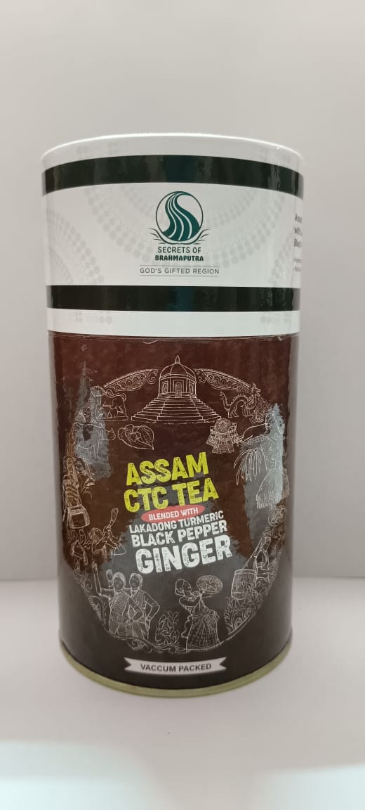 Image of Assam ctc tea blended with lakadong turmeric black pepper ginger hydrates the body. It burns fat and is full of antioxidants. It also boosts immunity.  Secrets of Brahmaputra sells natural, organic and healthy food that includes organic rice, spices, pickles, teas, bamboo products and other natural items from the North East of India. 
