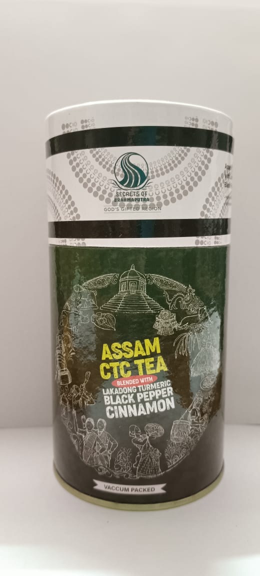 Image of Assam ctc tea blended with lakadong turmeric black pepper cinnamon hydrates the body. It burns fat and is full of antioxidants. It also boosts immunity.  Secrets of Brahmaputra sells natural, organic and healthy food that includes organic rice, spices, pickles, teas, bamboo products and other natural items from the North East of India. 