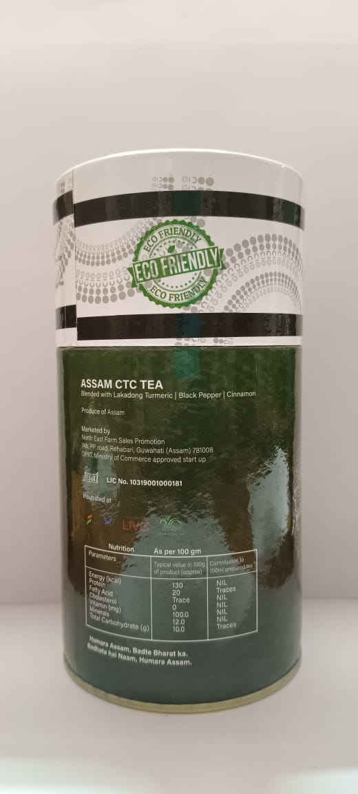 Image of Assam ctc tea blended with lakadong turmeric black pepper cinnamon hydrates the body. It burns fat and is full of antioxidants. It also boosts immunity. Secrets of Brahmaputra sells natural, organic and healthy food that includes organic rice, spices, pickles, teas, bamboo products and other natural items from the North East of India.