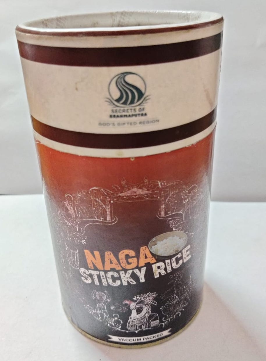 Image of Naga sticky rice includes selenium and other vitamins and minerals which acts as an anti oxidant, boosts immunity, beneficial for people with heart conditions, weight issues or high blood pressure. Secrets of Brahmaputra sells natural, organic and healthy food that includes organic rice, spices, pickles, teas, bamboo products and other natural items from the North East of India. 